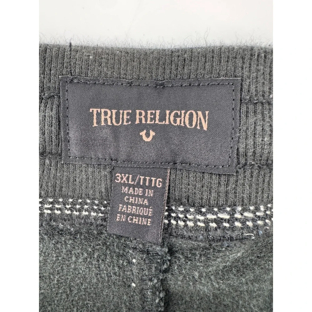 True‎ Religion Mens Contrast Wide Leg Sweatpants Thick Stitch Y2K Baggy 3Xl